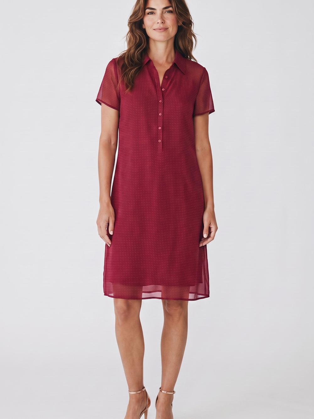 Merona Burgundy Short-Sleeve Polo  Dress